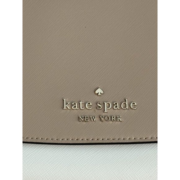 Kate Spade Carson Saffiano Leather Convertible Crossbody Warm Beige Black NWOT - Picture 4 of 16